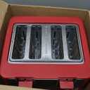 bella 4 Slice Toaster with Auto Shut Off, Extra Wide Slots & Removable Crumb Tray and Cancel, Defrost & Reheat Function, Toast Bread & Bagel, Red
