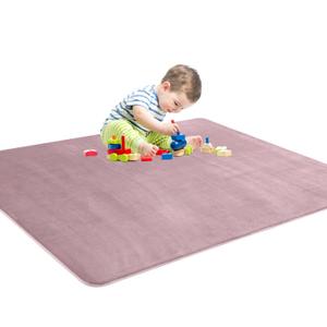 BALAPET Thick Memory Foam 50x50 Play Mat for Playpen, Super Soft Velvet Portable Baby Playpen Mat for Kids Toddler Crawling and Play, Non-Slip Bottom Playmat, Pink (4'2" x 4'2")