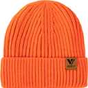 Vgogfly Lined Men Beanie Slouchy Knit Skull Cap Warm Stocking Hats Guys Women Striped Winter Beanie Hat (Bright Orange)