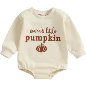 Adobabirl Baby Halloween Outfit Girl Boy Pumpkin Ghost Sweatshirt Romper Oversized Sweater Jumpsuit Cute Fall Winter Clothes (0-3 Months)
