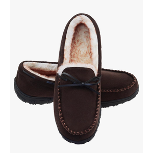 LA PLAGE Men's Moccasin Slippers Memory Foam Warm Plush House Slippers, Indoor Outdoor Comfortable Winter House Shoes 14