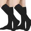 2 Pairs Zipper Compression Socks, 15-20 mmHg Closed Toe Compression Stocking with Zipper for Women and Men (Large-X-Large, Black)