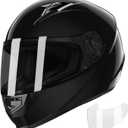 GLX Unisex-Adult GX11 Compact Lightweight Full Face Motorcycle Street Bike Helmet with Extra Tinted Visor DOT Approved (Black, Small)