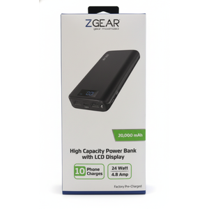 ZGEAR 20,000 mAh High Capacity Power Bank With LCD Display