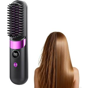 Quick Styling Wireless Straightening Brush 2026 Cordless Hair Comb for On-the-Go Touch-Up, 30s Fast Heat, Ionic & Ceramic Care, 4 Heat Levels with Display, Type-C Long Battery
