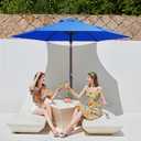 JEAREY 7.5FT Patio Umbrella Outdoor Market Umbrella with 6 Sturdy Ribs, Push Button Tilt/Crank Table Umbrella for Garden, Deck, Backyard and Pool, Royal Blue