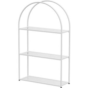 Crofy White Arched Frame Wall Shelf, Decorative 3 Tier Bathroom Wall Shelf with Transparent Tempered Glass Shelves and Robust Storage Capacity, 6" D x 17.9" W x 28.57" H