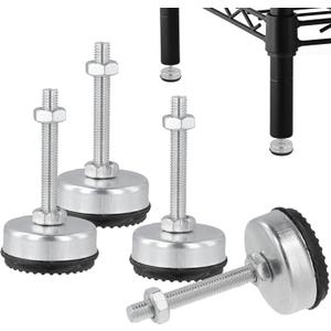 4 Packs M8 Furniture Leveling Feet, Heavy-Duty Table Leg Levelers with Locking Nuts, Adjustable Thread Leveling Screw Legs for Furniture Machine Workbench, 3H