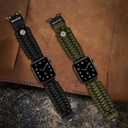 Paracord Band Compatible with Apple Watch Band 38mm 40mm 41mm 42mm 44mm 45mm for MenSurvival Military Tactical Paracord Weave Wristband Compatible for iWatch Series SE 7/6/5/4/3/2/1 (Army Green)
