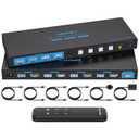 4K120Hz KVM Switch 4 Computers 1 Monitor HDMI 8K KVM Switches 4 Port Share Single Monitor and 4 USB 3.0 Devices Such as Mouse, Keyboard, Printer, Comes with EDID Function and a Controller (Blue)