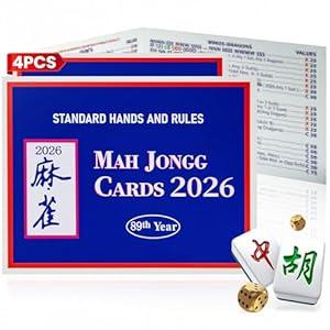 Oxerlas 4Pcs Mahjong Card  2026 Upgrade Large Print American Mahjong Cards Official Revision, Easy to Read Mahjong Card for Enthusiasts, Holiday Gatherings with Friends & Family