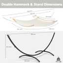 SUNCREAT Hammocks for Outside with Stand, Porch Hammock and Stand, 475 lbs Capacity, Patent Pending, Beige