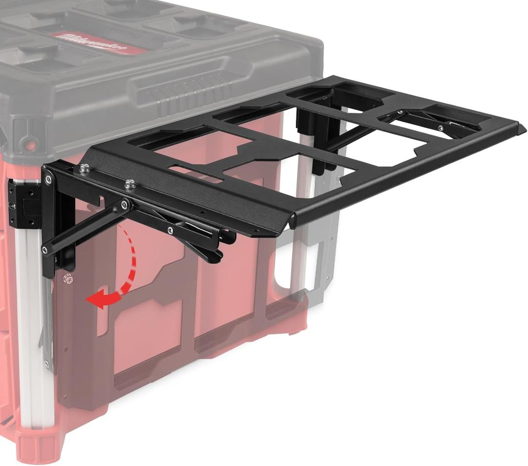 Folding Packout Mount Compatible with Milwaukee Packout Toolbox, Side Storage for Your Packout System