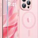 FNTCASE for iPhone 15 Pro Case: [Compatible with Magsafe] Translucent Matte Cases with [Full Camera Protection] [Screen Protector] Military Grade Shockproof Protective Phone Cover - Light Pink