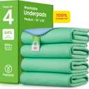 IMPROVIA® Washable Underpads, 34" x 36" (Pack of 4) - Heavy Absorbency Reusable Bedwetting Incontinence Pads for Kids, Adults, Elderly, and Pets - Waterproof Protective Pad for Bed, Couch, Sofa, Floor