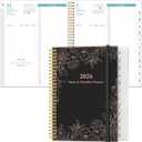 Daily Planner 2026 Full Page Per Day- 2026 Daily & Monthly Planner from January 2026 to December 2026, Day Planner 2026 with 12 Months Tabs, 8.5" x 11", Black Flowers