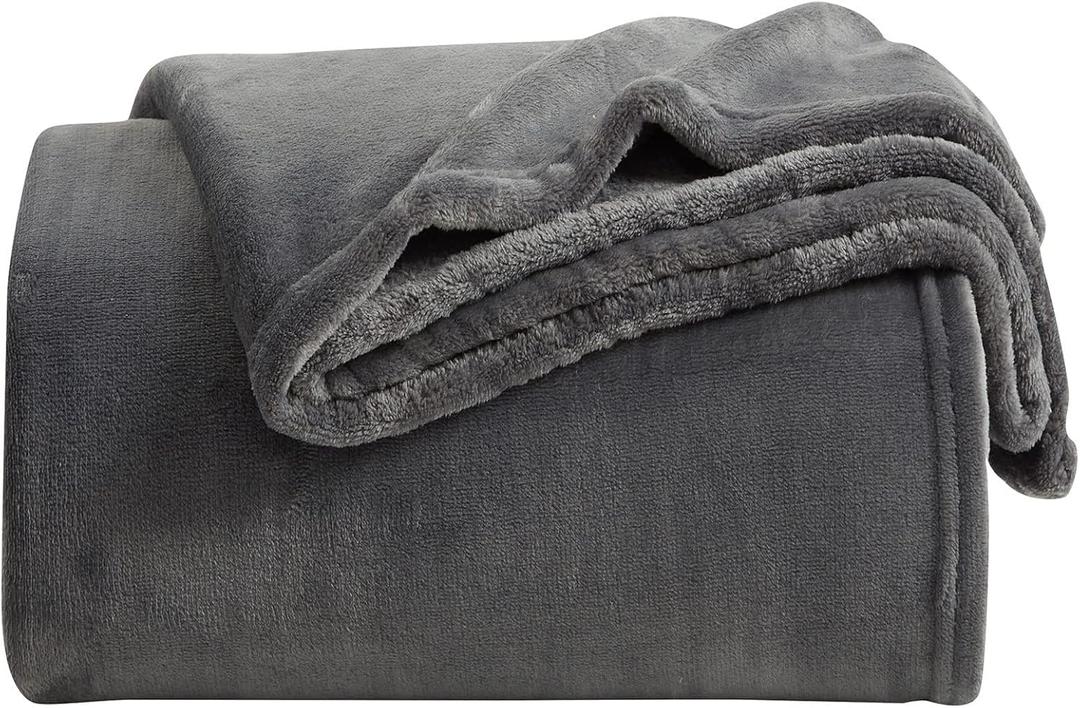 KMUSET Fleece Blanket Throw Size Dark Grey Lightweight Super Soft Cozy Fuzzy Bed Blankets Microfiber Factory Shop (Throw(50"x60"))