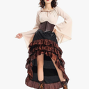 Womens Pirate Costume Renaissance Dress Female Sexy Spanish Steampunk Captain Pirate Skirt Halloween Costumes, Small