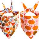 Fall Dog Bandanas - 2 Pack Halloween Thanksgiving Dog Bandana | Reversible Pumpkin and Leaf Pet Scarf | Premium Durable Fabric | Boys & Girls | Holiday Bandana for Small and Medium Dogs (Small)