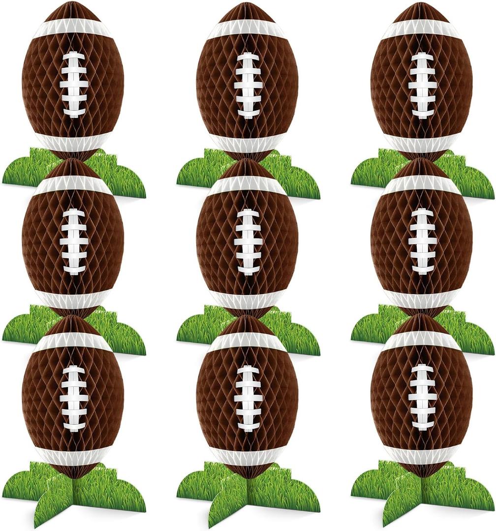 Containlol 9 Pcs Football Party Decorations Football Baseball Table Honeycomb Centerpieces Table Toppers for Sports Themed Birthday Party Supplies