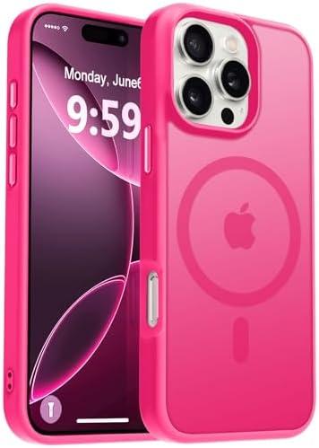MOCCA Strong Magnetic for iPhone 16 Pro Max Phone Case, [Compatible with Magsafe][16FT Mil-Grade Drop Protection] Slim Thin Translucent Matte Protective Cover Case for iPhone 16 Pro Max Case, Hot Pink