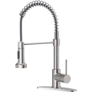 OWOFAN Kitchen Faucet with Pull Down Sprayer Industrial 1 Handle 1 Hole Or 3 Hole Faucet for Farmhouse Camper Laundry Utility Rv Wet Bar Sinks Stainless Steel Brushed Nickel broken switch