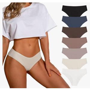 SHARICCA Women Seamless Cheeky Bikini No Show Panties Ladies Invisible Breathable Briefs Soft Stretch Underwear Multi Pack M