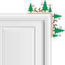 MorningRo 4 Pcs Christmas Door Frame Decoration Set Metal Santa Hat, Xmas Tree, Deer and Black Dog Wall Art Decor Christmas Corner Sign Bathroom Decor for Indoor Outdoor Door Window (Red and Green)