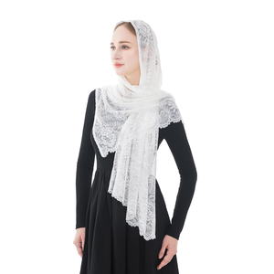 Wgior Elegant Floral Catholic Church Veil, Soft Mantilla Chapel Prayer Scarf Wrap Shawl Headscarf