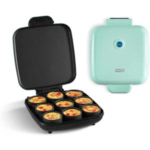 Dash Family Size Egg Bite Maker - Electric Egg Bite Maker with Non-Stick Silicone Cups - Space-Saving Design & Quick Cleanup - Make Sandwiches, Healthy Snacks & Desserts - 9 Servings, Aqua