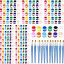 24 Pack Mini Acrylic Paint Set - 12 Colors Washable Acrylic Paint Strips for Kids&Adults Craft Paint, 336 PCS Kids Painting Kit for Birthday Classroom Painting Party Favor, Halloween Pumpkin, Art Gift