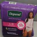 Depend Night Defense Adult Diapers, Incontinence & Postpartum Bladder Leak Underwear for Women, Disposable, Overnight, Large, Blush, 14 Count