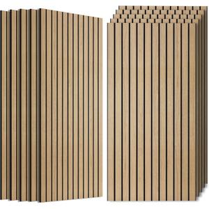 10 Pack Soundproof Wall Panels,Decorative Noise Dampening Panels,Sound Panels with Simulated Wood Grain Finish, 47.2x23.6,for Office,Home Theater,Studio,Living Room, Teak