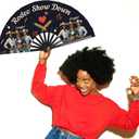 2 x Cowgirl Fans with Click for Line Dance, Rodeo Show Hand Fan, Where Them Fans At, Large Festival Folding Fan, 26 In