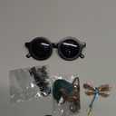 4PCS Halloween Costume Accessories,Button Eye Glasses/Necklaces/Dragonfly Hair Clip Women Men Halloween Cosplay Black