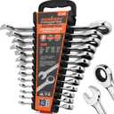HORUSDY 13-Piece Sturdy Ratcheting Wrench Set | SAE 1/4''7/8'' | Max Torque Ratchet Combination Wrenches Set with Storage Rack | 72-Tooth | Chrome Vanadium Steel