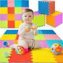 TOYVELT 16-Pack 12x12 Foam Puzzle Floor Mat for Kids - Interlocking EVA Play Mats Multicolor - Non-Slip Educational Flooring for Playroom, Nursery & Play Area
