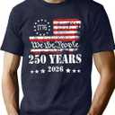 250th Anniversary USA Shirts Men American Flag T Shirt 4th of July Patriotic Shirt 250 Years Birthday Tees Tops (Blue, L)