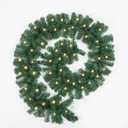 9 Ft Pre-lit Lighted Christmas Garland Decor, Festive Holiday Decoration for Outdoor/Indoor, Green Pine Branches, Waterproof 50 Warm Lights with Timer
