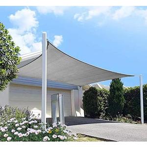 Patio Sun Shade Sail Canopy, 10' x 12' Rectangle Shade Cloth Block Sunshade Fabric - Outdoor Cover Awning Shelter for Pergola Backyard Garden Yard (Gray Color)