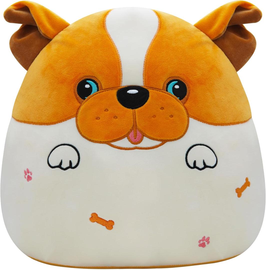 Bulldog Stuffed Animals Big Plush - 14 Inch Large Dog Stuffed Animal Puppy Body Pillow for Kids Adult Cute Plushies Embroidery Gifts for Boy Nap Pillow