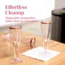 Prestee Set of 24 Plastic Champagne Flutes Disposable - Silver Glitter Pink Champagne Glasses with Rose Gold Rim, Elegant Toasting Cups for Weddings, Cocktail Parties, New Year's Celebrations