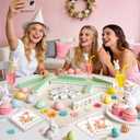 2 x 50PCS Easter Mahjong Party Cocktail Napkins, Pink Watercolor Bunny Mahjong Disposable Paper Beverage Napkins for Spring Holiday Dinner Wedding Baby Shower Birthday Party Supplies