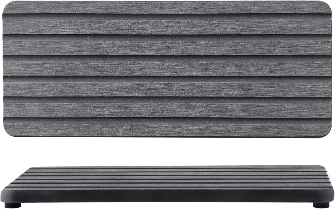 2 PCS Water Absorbent diatomite Coasters, 9.5" x 4" Water Absorbing Stone Tray for Sink, Stone Drying mat for Kitchen Counter, Stone soap Tray Used for Hand Soaps & toiletries & Plants (Dark Grey)