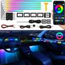 Dreamcolor Acrylic Interior Car LED Strip Light with Wireless APP, RGB 10 in 1 with 175 inches 593 LEDs Fiber Optic Ambient Lighting Kits, 16 Million Colors Sound Active Function Car Neon Lights