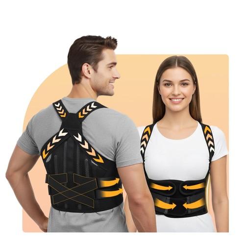 BigRose Posture Corrector for Women and Men, X Power Support Belt for Back Pain Relief with Adjustable Shoulder Straightener, Upper Lower Lumbar Neck Support, Comfortable Back Brace, Medium