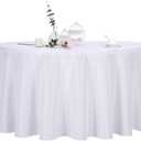 Ascoza 2pack 120 Inch White Round Tablecloth in Polyester Fabric for Wedding/Banquet/Restaurant/Parties