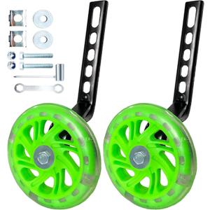 Training Wheels for Bicycle,Flash Mute Wheel Compatible for Bikes of 12-20 Inch 1 Pair (Dark green)
