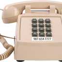 Classic Retro Landline Phone Mechanical Ringtone,2500 Desk Telephone for Hearing Impaired, Old Fashion Cord Telephone,Vintage Analog Phone for Home,School, Plug and Play, Beige
