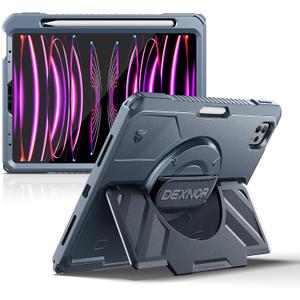 Dexnor Case for iPad Pro 11 inch 4th/3rd/2nd/1st Gen Extra-Wide Stand
Rugged Protective Case, 360° Rotating Hand Strap, Screen Protector, Pencil Holder, Shockproof Full-body Cover, Blue